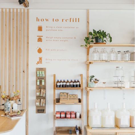 Zero Waste Grocery Store, Bulk Store, Craft Market Display, Zero Waste Store, Retail Store Interior Design, Eco Store, Storefront Design, Laundry Shop, Retail Store Interior