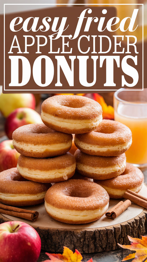 Apple cider donuts recipe featuring spiced apple donuts, homemade old-fashioned donut recipe, easy apple cider cake donuts, and fried apple cider donuts. Perfect for a fall treat, these cider donuts are a must-try for anyone who loves homemade cider and autumn flavors. Homemade Cider Donuts Recipe, Day Old Donut Recipes, Fried Apple Cider Donuts Recipe, Easy Apple Cider Donuts Recipe, Fried Doughnut Recipe, Fall Donuts, Homemade Cider, Cider Donuts Recipe, Apple Cider Donuts Recipe