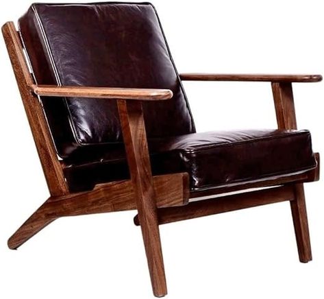 Amazon.com: Pemberly Row Contemporary Leather Accent Chair in Brown Finish : Home & Kitchen Leather And Wood Chair, Brown Armchair, Minimal Interior, Mid Century Aesthetic, Leather Accent Chair, Sheesham Wood, Mid Century Chair, Minimalism Interior, Accent Chairs For Living Room