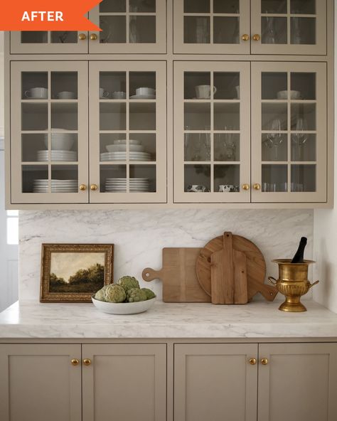 Marquis Classic Taupe Cabinets, Open Wooden Shelves Kitchen, Low Ceiling Ideas Living Room Interiors, Neutral Cozy Kitchen, Stone Hearth Cabinets, Tan Kitchen Ideas, Taupe Cabinets Kitchen, Tan Countertops Kitchen, Paint Colors Greige