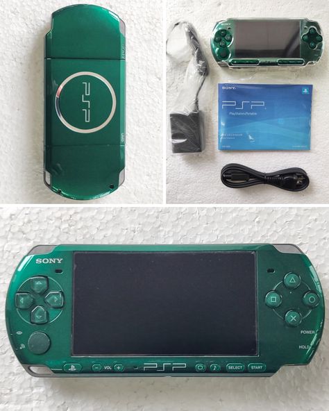 We've talked about the vibrant colors of the Carnival Series PSPs before, but this boxed Carnival Colors Spirited Green PSP 3000 truly takes the cake! 🍰✨ We've never seen a console with such a beautiful emerald green color—it’s like holding a piece of a lush forest right in your hands. 🌲💚 This rare find isn’t just gorgeous; it’s a standout piece that brings a refreshing pop of color to any gaming setup. If you thought the other Carnival Colors were impressive, this one will leave you speechl... Psp 3000, Gaming Equipment, Retro Games Room, Portable Console, Playstation Portable, Lush Forest, Sony Psp, Retro Gadgets, Video Game Music