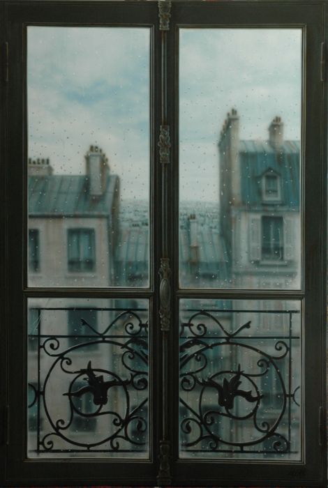 The view from a rented apartment on Eccles Street. (Not Vienna - but I like to think the hotel windows look like this everywhere on the continent) Rain Falling, An Open Window, I Love Paris, Living In Paris, Paris Paris, Paris Apartments, Window View, Foto Art, Through The Window