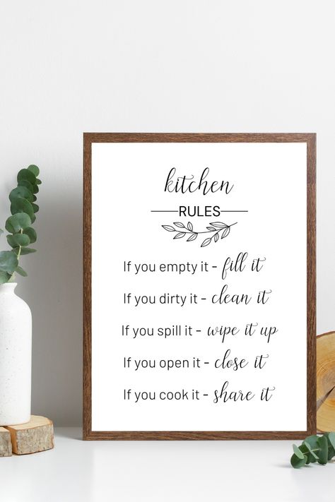 Office Pantry Rules Sign, Kitchen Rules Printable, Kitchen Safety Rules, Kitchen Rules Sign, Printable Wall Art Kitchen, Modern Farmhouse Wall Art, Desktop Wallpaper Quotes, Kitchen Wall Art Printables, Office Pantry