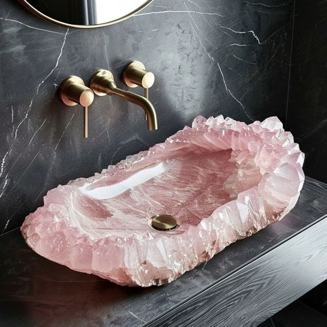 Rose quartz sink✋️🙂‍↕️🙂‍↕️ This images are generated using AI #crystals #gemstone #rosequartz Crystal Tub, Crystal Kitchen, Mother Tree, Quartz Sink, Healing Center, Fantasy Furniture, Sea Witch, Rose Quartz Gemstone, Rose Quartz Crystal