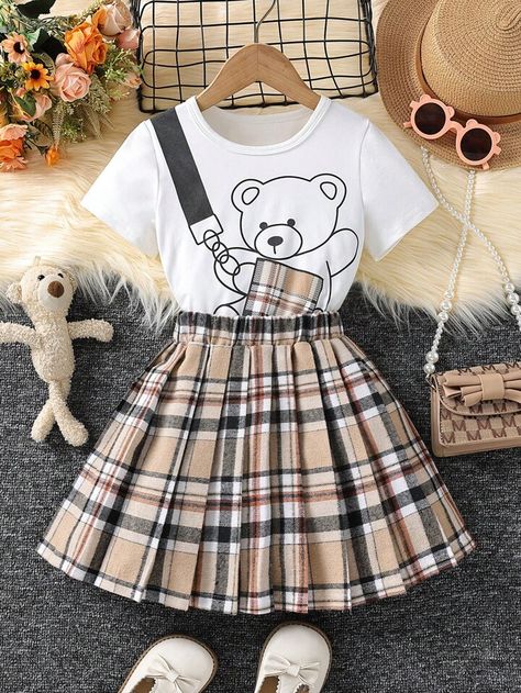 Adrette Outfits, Preppy Plaid, Plaid Pleated Skirt, Cute Dress Outfits, Kawaii Fashion Outfits, Cute Preppy Outfits, Cute Everyday Outfits, Stylish Kids