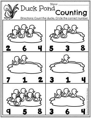 Preschool Counting Worksheets - Pond Theme #preschool #preschoolworksheets #pondtheme #planningplaytime #countingworksheets In The Pond Preschool Theme, Pond Life Worksheets Preschool, Pond Life Math Activities Preschool, Duck Worksheets Preschool, Pond Math Activities Preschool, Pond Worksheets Preschool, Pond Crafts For Preschoolers, Pond Lesson Plans Preschool, Pond Art Preschool