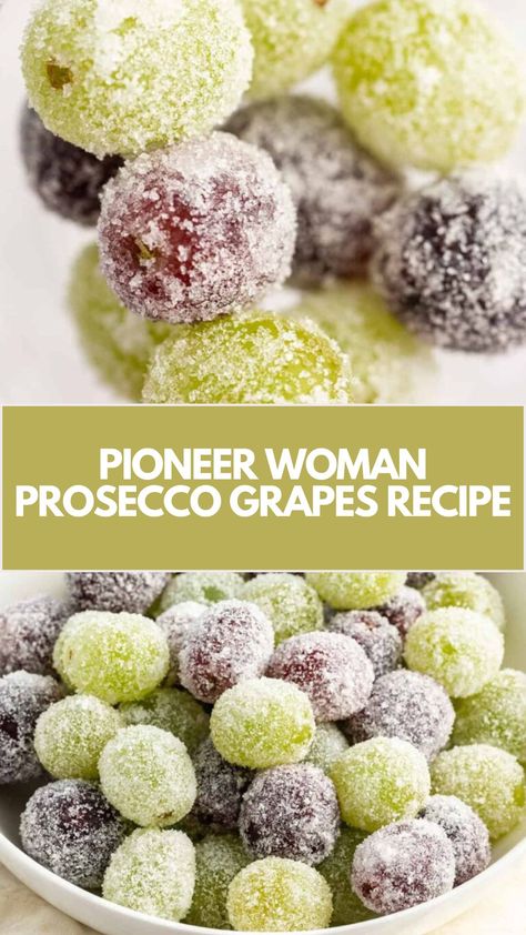 Pioneer Woman’s Prosecco Grapes is made with green grapes, prosecco, sugar, and lime zest resulting in a refreshing treat that takes 2 hours and 10 minutes to prepare! Processo Grapes, Prosseco Grapes, Prosecco Grapes Pioneer Woman, Vodka Grapes Frozen, Boozy Grapes Recipe, Recipes With Red Grapes, Frozen Grapes With Alcohol, Dessert With Grapes, Champagne Grapes Recipes