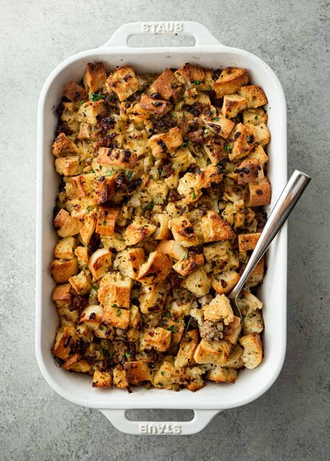 Homemade Stuffing Recipes, Stuffing Thanksgiving, Sage Stuffing, Thanksgiving Servings, Homemade Stuffing, Stuffing Recipes For Thanksgiving, Sage Sausage, Herb Stuffing, Mild Italian Sausage