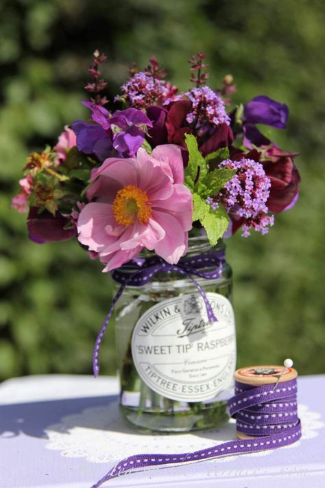 Jam Jar Flowers, Posy Flower, Late Summer Flowers, Late Summer Weddings, Jam Jars, Jam Jar, Wedding Flower Arrangements, Table Flowers, Beautiful Blooms