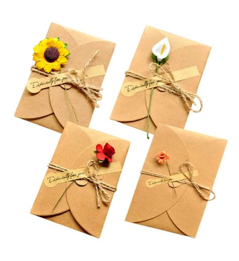 Handmade Greeting Invitation Postcard Envelopes Handmade Invitation Cards, Flower Greeting Card, Christmas Season Greetings, Invitation Card Birthday, Card Design Handmade, Material Flowers, Flower Birthday Cards, Handmade Invitations, Handmade Envelopes