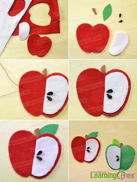 Felt Apples, Felt Apple, Apple Garland, Easy Felt Crafts, Special Presents, Apple Birthday, Diy Apple, Felt Glue, Apple Craft