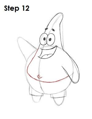 Draw Patrick Star Step 12 Draw Patrick Star, Patrick Drawing, Draw Spongebob, Spongebob Squarepants Cartoons, Patrick Spongebob, Spongebob Drawings, Cartoon Character Tattoos, Witchcraft Books, Geometric Symbols