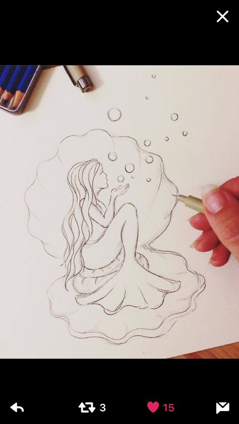 Easy Mermaid Drawing, Drawing Mermaids, Drawing Mermaid, Mermaid Sketch, Mermaid Drawings, Mermaid Tattoo, Mermaid Tattoos, Dessin Adorable, Mermaid Art