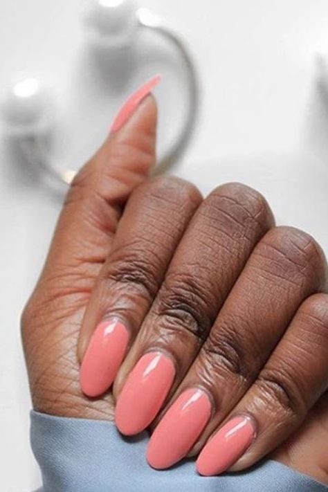 Dark Salmon Nails, Salmon Nails Coral Peach Colors, Nail Polish Coral, Opi Pink Coral Nail Polish, Nail Discoloration, Spring Nail Polish Colors, Coral Nail Polish, Nail Color Ideas, Opi Nail Polish Colors