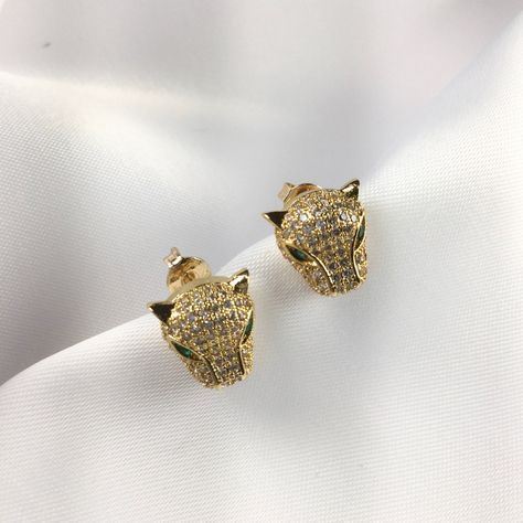 Jaguar leopard earrings 18k gold plated Panther Jewelry, Jaguar Leopard, Gold Design, Cartier, Jaguar, Jewelry Earrings Studs, No. 2, 18k Gold, Gold Plate