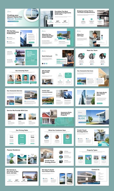 . This template is perfect for showcasing your latest listings, with a clean and stylish design that will impress potential Real Estate Presentation, Free Powerpoint Presentations, Modern Real Estate, 3d Elements, Presentation Design Template, Presentation Layout, Brand Assets, Design Presentation, Good Presentation