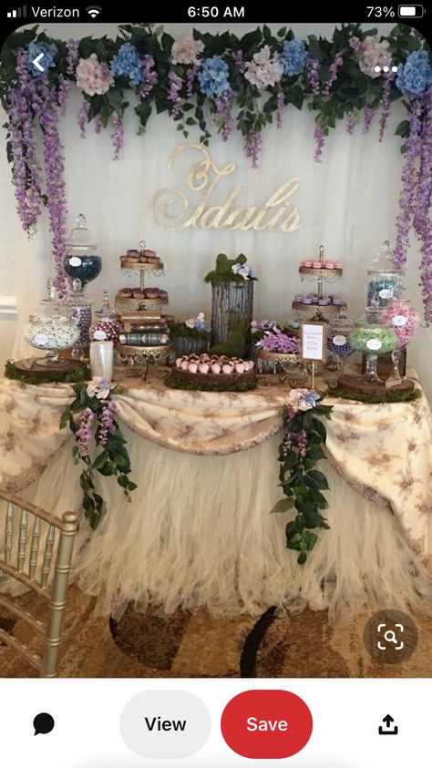 Enchanted Fairy Birthday Party Backdrop, Enchanted Candy Table, Enchanted Cake Fairy Tales, Enchanted Forest Sweet 16 Decor, Fairy Quinceanera Theme Invitations, Enchanted Forest Quinceanera Decoration, Quince Fairy Theme, Enchanted Forest Candy Table, Cottage Core Quinceanera Theme