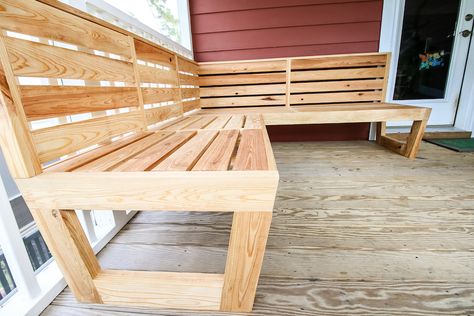 Kreg Tool | Innovative Solutions for All of Your Woodworking and DIY Project Needs Diy Outdoor Sectional With Storage, Build Your Own Patio Sectional, Diy Outdoor Sofa With Chaise, Diy Corner Patio Bench, Sectional Outdoor Furniture Diy, Diy Wood Sectional Outdoor Seating, Diy Porch Sectional, Diy Porch Couch, Diy Outdoor Corner Bench