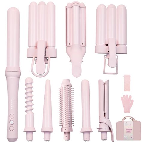 PRICES MAY VARY. 【9 Convertible Accessories for All Hair Style】 ----- There are 0.63", 0.87",1",1.25" four different sizes of our curling iron set, as well as a hot air comb and a hair straightener, easy to have various hairstyles at home. 【Ceramic PTC Heating Technology】----- Ceramic coating heated tube，instantly heated within 30 seconds, allowing you to quickly have beautiful curly hair. Electrical ceramic coatings can improve the protein structure of hair, making it smoother and more shiny. 【 Hair Curler Straightener, Good Straighteners, Things To Buy Off Amazon, Hairstyles For Home, Hair Salon At Home, Convertible Accessories, Christmas List 2024, Christmas Must Haves, Hair Curler And Straightener