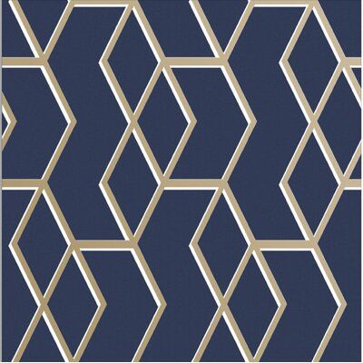 null This wallpaper roll takes on mid-century modern with strong, structural forms and clean lines with minimal fuss. Angled metallic linear structures cut through a deep palette to create bold geometric shapes. This strong graphic design combined with a sleek color scheme gives this mid-century style a contemporary twist. Color: Navy/Gold Gold Removable Wallpaper, Smooth Wallpaper, Graham Brown, Silver Wallpaper, Lounge Ideas, Graham & Brown, Metallic Wallpaper, Blue Colour Palette, Brown Wallpaper