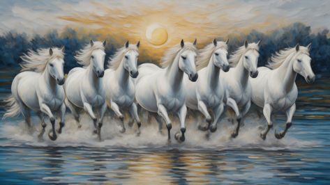 Seven, 7, white horses, running horses, horses, landscape, painting, sun, water, trees, clouds, buy, sell 9 Horses Running Painting, 7 Running Horses With Sunrise, 7horses Painting, Seven Horses Painting Hd, Seven Horses Wallpaper Hd, 7 Horses Running Painting Full Hd, Seven Running Horses Wallpaper, Running Horse Wallpaper Hd, 7 Horses Running Painting Vastu Hd