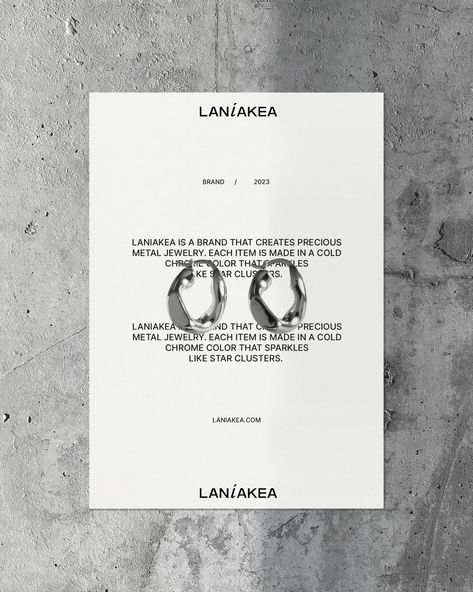 LANIAKEA is a brand of jewelry made from precious metals, whichare not subject to oxidation and corrosion. All products are made in cold chrome color, reminiscent of star clusters in the system of galaxies. LANIAKEA (in Hawaiian - "vast skies") - a supercluster of galaxies. Branding Design Jewelry, Jewelry Company Logo, Chrome Branding, Metal Graphic Design, Brand Identity Jewelry, Jewelry Branding Design, Jewelry Graphic Design, Jewelry Brand Design, Logo For Jewelry