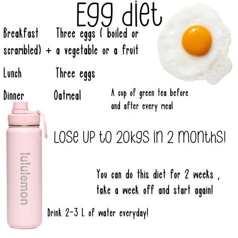 Egg  lululemon water bottle  diet Food Calories List, Food Calorie Chart, Fruit Lunch, Diet Tracker, Diet Breakfast, Low Cal Recipes, Healthy Food Dishes, Egg Diet, Healthy Food Motivation