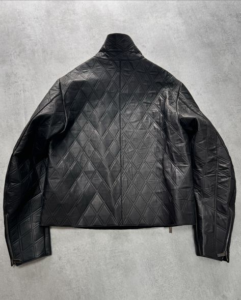 FW2013 Emporio Armani Asymmetrical Losange Leather Jacket 🚸 Available on www.dolcevitahub.com - link in bio Emporio Armani, Leather Jacket, Leather