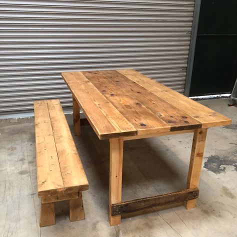 Made from reclaimed wood- £175 - £290 Trestle Table Desk, Rustic Tables, Industrial Legs, Trestle Legs, Furniture Rustic, Bench Outdoor, Scaffold Boards, Event Table, Trestle Table