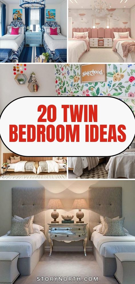 Save this pin for creative and practical twin bedroom decorating ideas! Discover how to make the most of shared spaces with these inspiring design tips. #HomeDecor #BedroomIdeas #SharedSpace #TwinBedroom #DecorInspo L Shaped Twin Beds, Twin Bedroom Ideas, Corner Twin Beds, L Shaped Beds, Shared Girls Room, Red Space, Bed Photos, Teenage Room, Ideas For Decorating