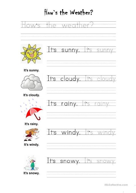 Weather For Kids, Weather Worksheets, Preschool Weather, Weather Vocabulary, Teacher Info, English Adjectives, English Activities, Teaching Jobs, English Writing