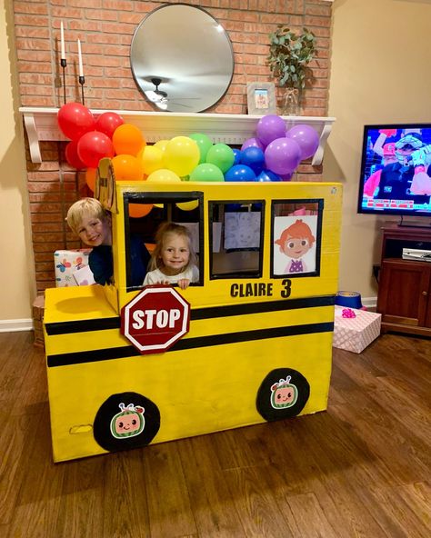 Coco Melon Wheels On The Bus Party, Cocomelon Bus Diy, Coco Melon Second Birthday, Coco Melon Party Ideas, Cocomelon Backdrop Ideas, Coco Melon Theme Party, Cocomelon Party Ideas For Boy, Cocomelon Bus, Cocomelon Party Ideas