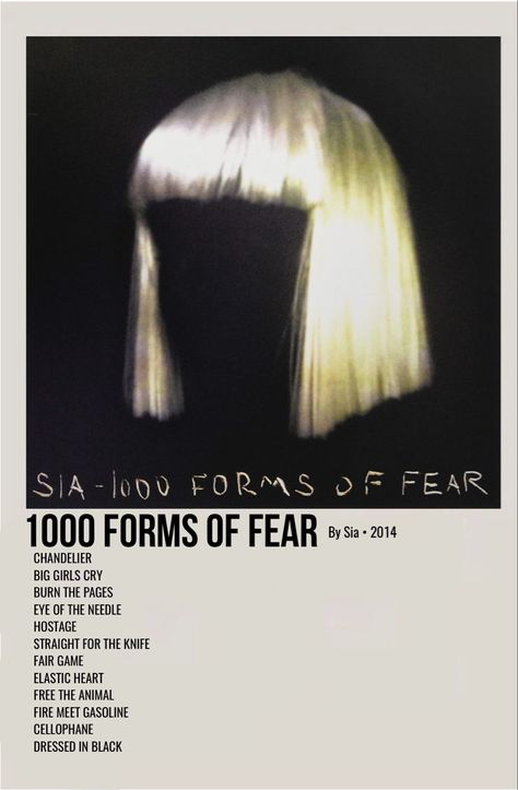 minimal polaroid album cover poster for 1000 forms of fear by sia Sia Album Cover, Sia Poster, Polaroid Album Cover, Sia Album, Sia Video, Sia Songs, 1000 Forms Of Fear, Sia Music, Polaroid Album