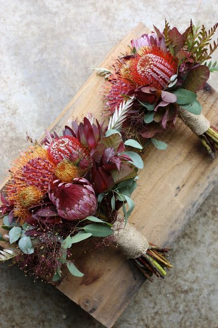 August Wedding Flowers, Protea Wedding, Bush Wedding, Autumnal Colours, Australian Native Flowers, December Wedding, Australian Native, Wedding Flower Arrangements, Wedding Mood