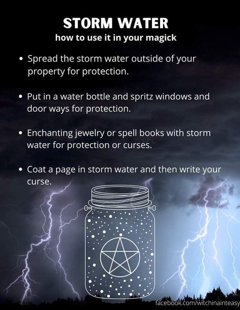 Rain Spell Jar, Thunderstorm Witchcraft, Storm Water Spells, How To Talk To The Wind Witchcraft, Storm Witch Spells, Storm Water Witchcraft Uses, Storm Magic, Rain Spell, Storm Water