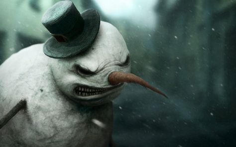 #snow #snowmen #winter digital art #snowman #creepy #1080P #wallpaper #hdwallpaper #desktop Scary Paintings, Snowman Wallpaper, Scary Christmas, Christmas Horror, Dark Paintings, Creepy Christmas, Christmas Phone Wallpaper, Hd Desktop, Christmas Wallpaper