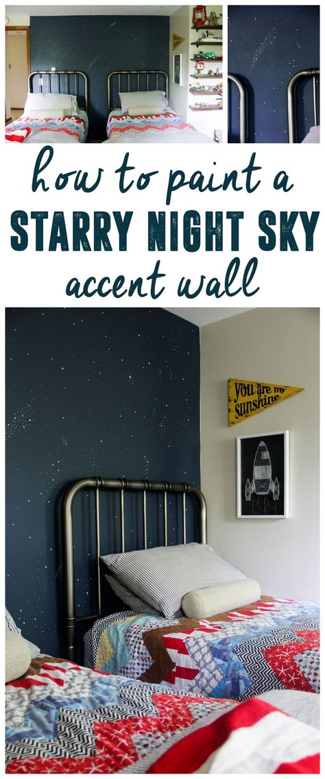 Night Sky Accent Wall Constellation Accent Wall, Diy Constellation Wall, Toddler Accent Wall, Kids Accent Wall Boys, Star Accent Wall, Boys Accent Wall, Space Accent Wall, Accent Wall Kids Room, Constellation Bedroom