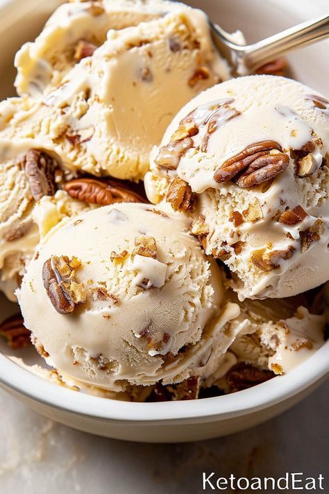 Keto Dairy Free Ice Cream Recipes, No Churn Paleo Ice Cream, Paleo Ice Cream Recipes, Low Carb Ninja Creami Recipes, Keto Butter Pecan Ice Cream, Keto Ice Cream Recipe, Keto Ice Cream Recipes, Low Carb Ice Cream Recipe, Craving Ice Cream