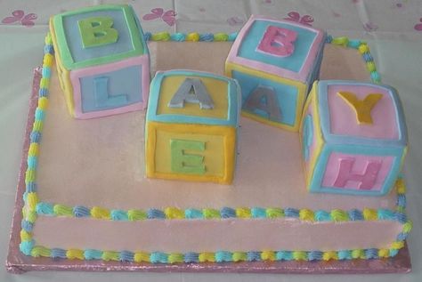 This is our first Baby Blocks Cake.  It was a... Baby Blocks Cake, Lisa Baby, Diy Blocks, Baby Blocks, Baby Cake, First Baby, Baby Shower Cakes, Another One, How To Make Cake