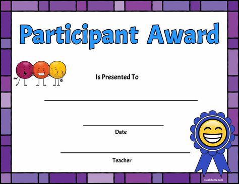 Free, Fast Student Award Generator | Participant Award Prek Rewards, School Award Certificates, Participation Award, Fun Awards, Alphabet Activities Kindergarten, Class Awards, Kids Awards, Activities Kindergarten, School Awards