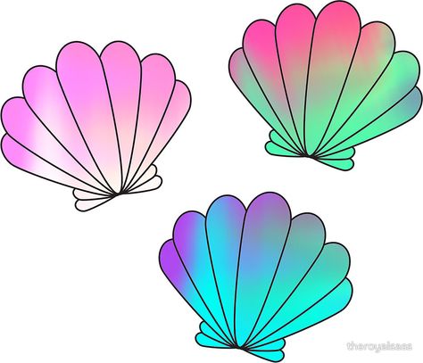 Holographic Mermaid Shells Sticker Set Sea Shell Tattoo, Mermaid Diy Crafts, Shell Tattoo, Mermaid Cartoon, Mermaid Birthday Party Decorations, Jellyfish Craft, Mermaid Cake Topper, Ariel Disney, Cool Birthday Cards