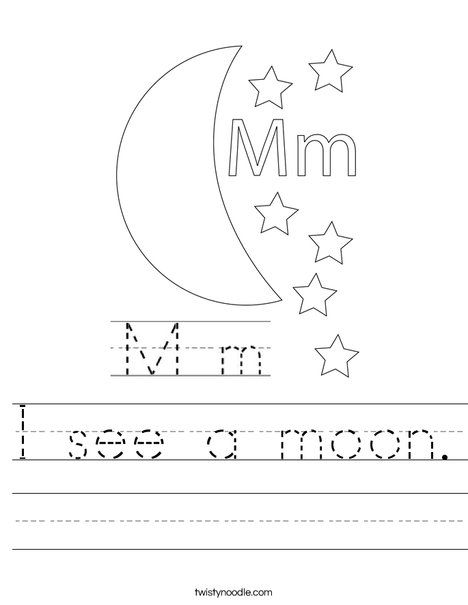 I see a moon Worksheet - Twisty Noodle Moon Worksheets For Preschool, Moon Worksheets For Kids, Moon Worksheet, Preschool Worksheets Free Printables, Space Week, Twisty Noodle, Core Words, Cut And Paste Worksheets, Science Reading