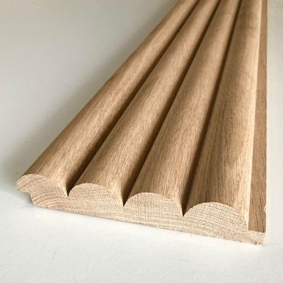 Timeline Wood 6-in x 72-in Beaded Fluted Round Wood Wall Panel (4-Pack) in the Wall Panels department at Lowes.com Fluted Panelling, Lake House Bathrooms, Fluted Wall Panel, Kitchen Feature Wall, Wood Wall Panel, New House Bathroom, Mdf Panel, House Bathrooms, Cabinetry Design