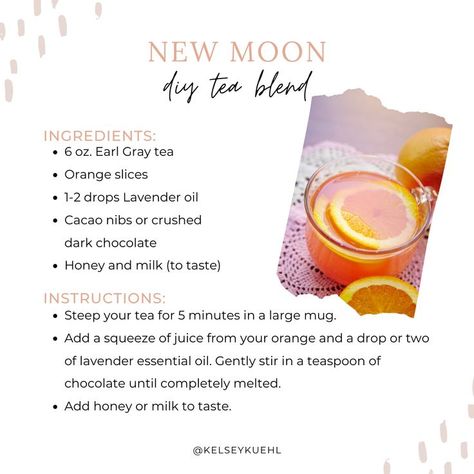 New Moon Tea Blend, New Moon Food, New Moon Recipes, New Moon Tea Recipe, Moon Tea Recipe, New Moon Tea, New Moon Oil, Tea Witchcraft, Tea Magick