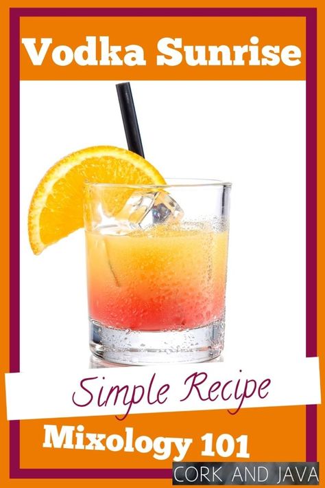 Vodka Sunrise Recipe, Easiest Cocktails, Tequila Sunrise Recipe, Vodka Sunrise, Sunrise Cocktail, Breakfast Cocktails, Creative Cocktails, Vodka Cocktails Recipes, Classic Cocktail Recipes