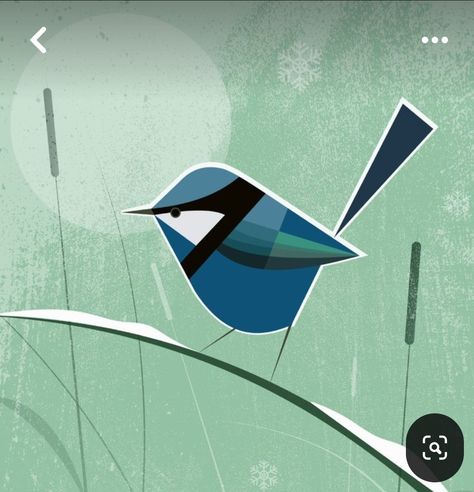 Retro Bird Illustration, 1960s Illustration, Mid Century Painting, Bird Template, Fairy Wren, Home Illustration, Poster Nature, Animals Illustration, Bird Graphic