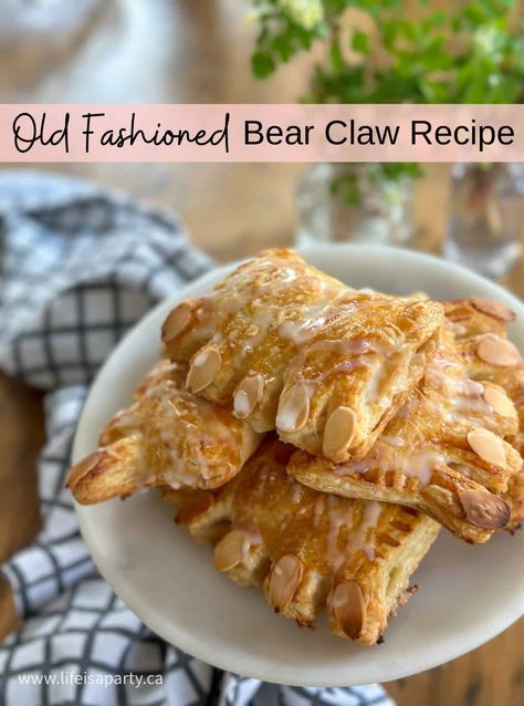 Bear Claw Recipe, Easy Pastry, Almond Filling, Breakfast Pastry, Puff Pastry Dough, Bear Claw, Frozen Puff Pastry, Breakfast Pastries, Puff Pastry Sheets