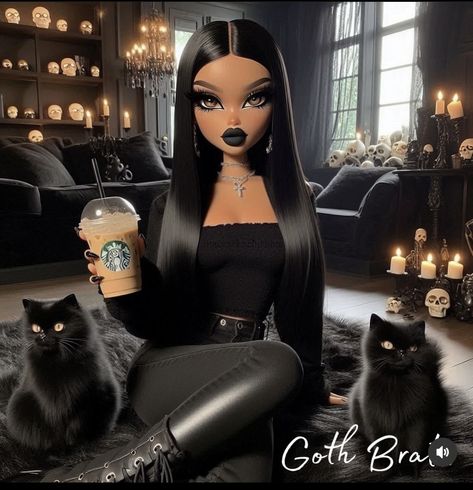 Brats Aesthetic, Dream Doll Aesthetic, Bratz Aesthetic Outfit, Goth Barbie, Hardcore Style, Easy Graffiti Drawings, Black Bratz Doll, Bratz Doll Outfits, Barbie Fashion Sketches