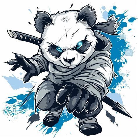 Gaming Character Design, Panda Art Illustration, Tshirt Trends, Hoodie Design Ideas Inspiration, Panda Vector, Samurai Warrior Tattoo, Hanuman Tattoo, Pikachu Drawing, Panda Cartoon