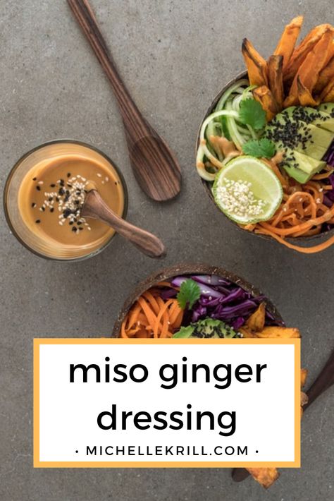 Ginger Salad Dressing Recipe, Miso Paste Recipes, Thanksgiving Cornbread, Miso Salad Dressing, Ginger Salad Dressing, Miso Ginger Dressing, Ginger Salad, Dressing Recipes Thanksgiving, Miso Recipe